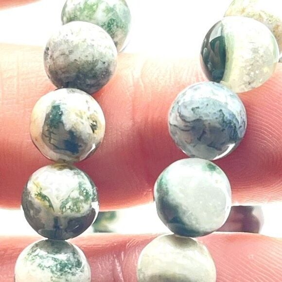 Moss Agate 8mm NEW stretch bracelet beaded bracelet 7” stretch crystal healing t - Picture 1 of 11